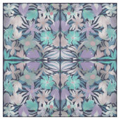 Silver Lila Blue Floral Blätter Illustrationen Stoff (Muster)