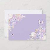 Silver Lila Boho Butterfly Quinceañera Dankeskarte (Rückseite)