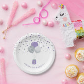 Silver & Lila Confetti Balloons Girl Birthday Pappteller (Party)