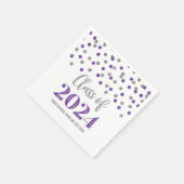 Silver Lila Confetti Class of 2024 Napkins Serviette (Ecke)