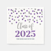 Silver Lila Confetti Class of 2025 Napkins Serviette (Vorderseite)