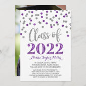Silver Lila Confetti Graduation Party 2022 Einladung (Vorne/Hinten)