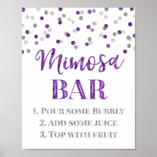 Silver Lila Confetti Mimosa Bar Sign Wedding Poster