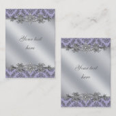 Silver Lila Damask Business Card Visitenkarte (Vorne/Hinten)