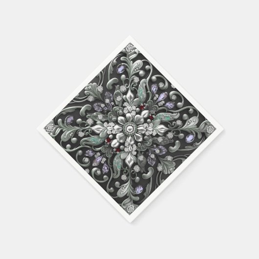 Silver Lila Decorative Napkins Serviette (Ecke)