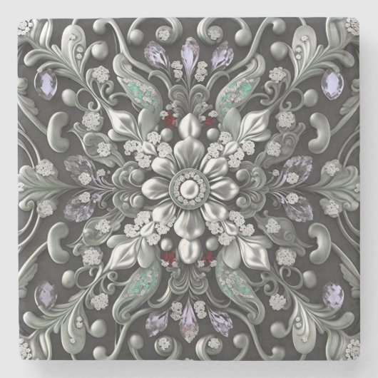 Silver Lila Decorative Stone Untersetzer (Vorderseite)