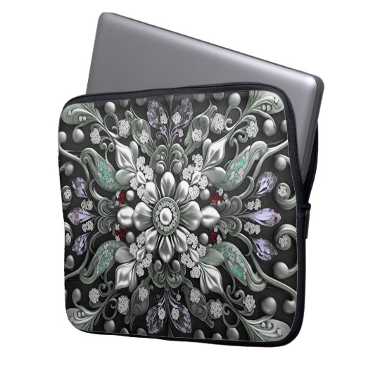 Silver Lila dekorativer Laptop-Sieb Laptopschutzhülle (Vorderseite Links)