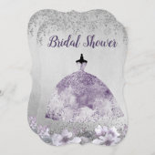 Silver Lila Dress Floral Brautparty laden Einladung (Vorne/Hinten)