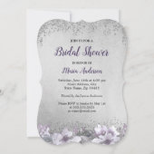 Silver Lila Dress Floral Brautparty laden Einladung (Rückseite)