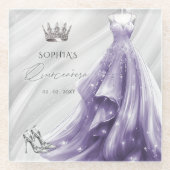Silver Lila Dress Princess Quinceañera Glasuntersetzer (Vorderseite)
