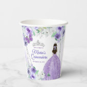 Silver & Lila Dress Quinceañera Crown Geburtstag Pappbecher (Rückseite)