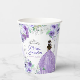 Silver & Lila Dress Quinceañera Crown Geburtstag Pappbecher