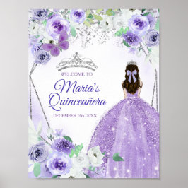 Silver & Lila Dress Quinceañera Crown Geburtstag Poster