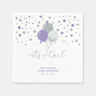 Silver & Lila Es ist eine Girl Baby Dusche Napkins Serviette