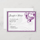 Silver Lila Floral Heft Scroll Response Card RSVP Karte (Vorne/Hinten)