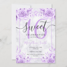 Silver Lila Floral Sweet 16 Marmor Glitzer