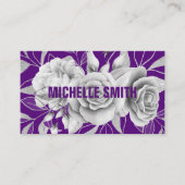 Silver Lila Floral Watercolor MODERN  Visitenkarte (Vorderseite)