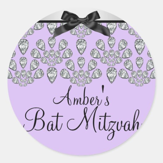 Silver/Lila Forever Diamonds Bat Mitzvah Sticker (Vorderseite)
