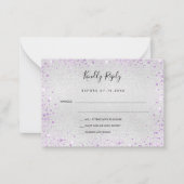 Silver lila Glitzer elegante Hochzeit UAWG Mitteilungskarte (Vorderseite)