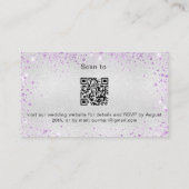 Silver lila Glitzer Hochzeitswebsite UAWG QR Code Begleitkarte (Rückseite)