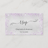 Silver lila Glitzer Hochzeitswebsite UAWG QR Code Begleitkarte (Vorderseite)