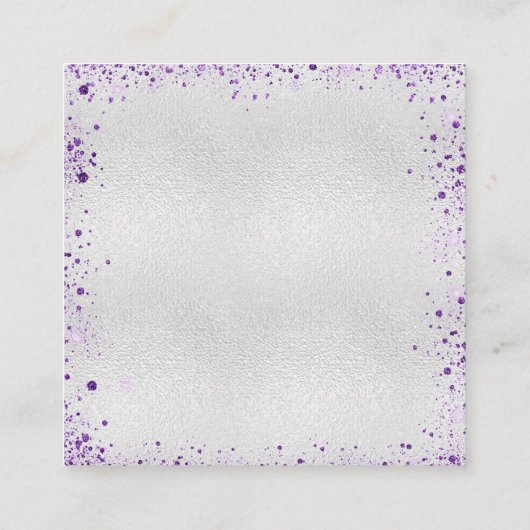 Silver lila Glitzer QR Code Hochzeit RSVP Begleitkarte (Rückseite)