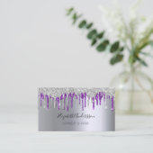 Silver lila Glitzer Tropfen Make-haar QR-Code Visitenkarte (Stehend Vorderseite)