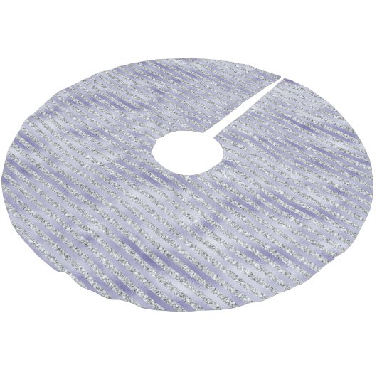 Silver Lila Glitzy Glitzer Streifen Polyester Weihnachtsbaumdecke (Schrägansicht)