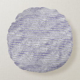 Silver Lila Glitzy Glitzer Streifen Rundes Kissen
