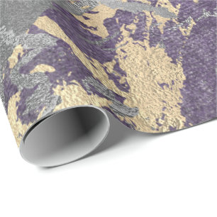 Silver Lila Gold Marmor Shiny Metallic Grungy Geschenkpapier