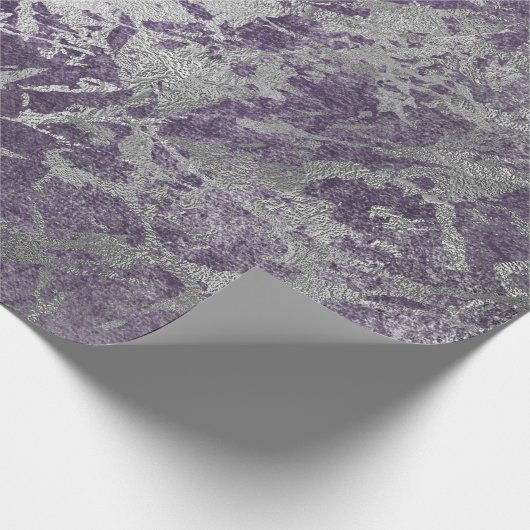 Silver Lila Gray Marble Shiny Metallic Strokes Geschenkpapier (Ecke)