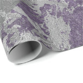 Silver Lila Gray Marble Shiny Metallic Strokes Geschenkpapier (Rolleneckpunkt)