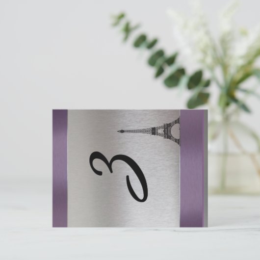 Silver Lila Paris Eiffel Tower Tischnummer (Stehend Vorderseite)