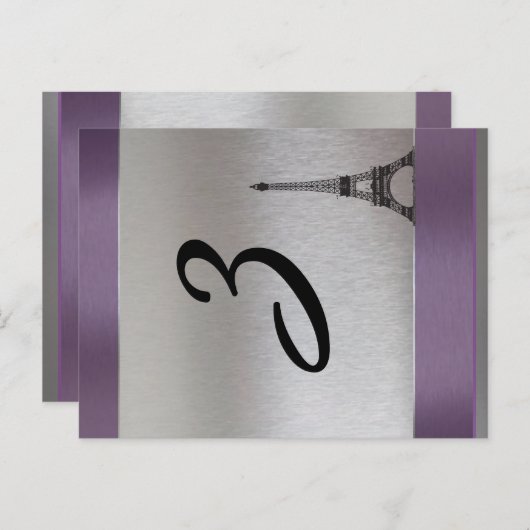 Silver Lila Paris Eiffel Tower Tischnummer (Vorne/Hinten)