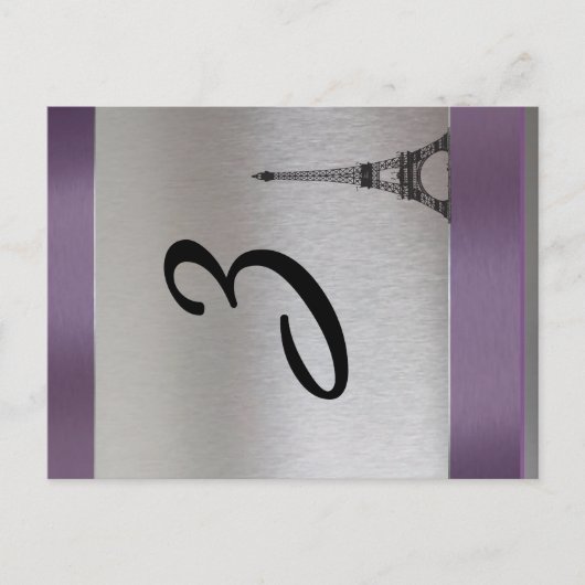 Silver Lila Paris Eiffel Tower Tischnummer (Vorderseite)