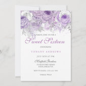 Silver Lila Rose Glitzer Gown Sweet 16 Einladung (Rückseite)