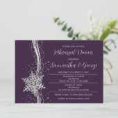 Silver Lila Schneeflocken Winterabend Probe Einladung (Stehend Vorderseite)