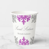 Silver Lila Snowflake Winter Sweet 16 Pappbecher (Vorderseite)