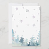 Silver Lila Snowflake Winterwalddusche Einladung (Rückseite)