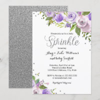 Silver Lila Sparkle Floral Sprinkle Baby Dusche