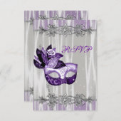 Silver Lila Sparkle Lila Masquerade Party UAWG RSVP Karte (Vorne/Hinten)