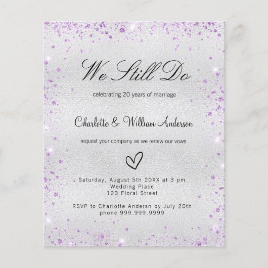 Silver lila voor Budget Erneuerung Einladung Flyer (Vorne)