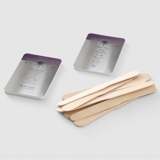 Silver Lila Wedding Program Fächer (Non-assembled)