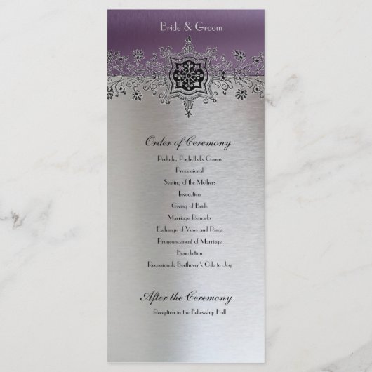 Silver Lila Wedding Program Programm (Rückseite)