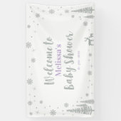 Silver & Lila Winter Baby Dusche Willkommen Banner (Vertikal)