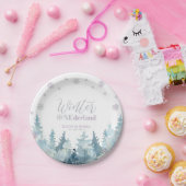 Silver Lila Winter Wonderland Schnee 1. Geburtstag Pappteller (Party)