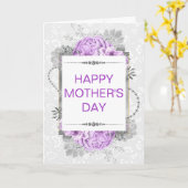 Silver & Lilac Blume & Glitzer Muttertag Karte (Gelbe Blume)