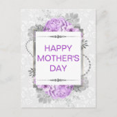 Silver & Lilac Blume & Glitzer Muttertag Postkarte (Vorderseite)