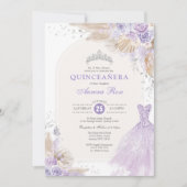 Silver Lilac Boho Floral Quinceañera 15. Geburtsta Einladung (Vorderseite)