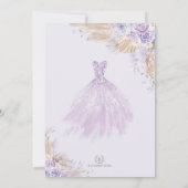Silver Lilac Boho Floral Quinceañera 15. Geburtsta Einladung (Rückseite)